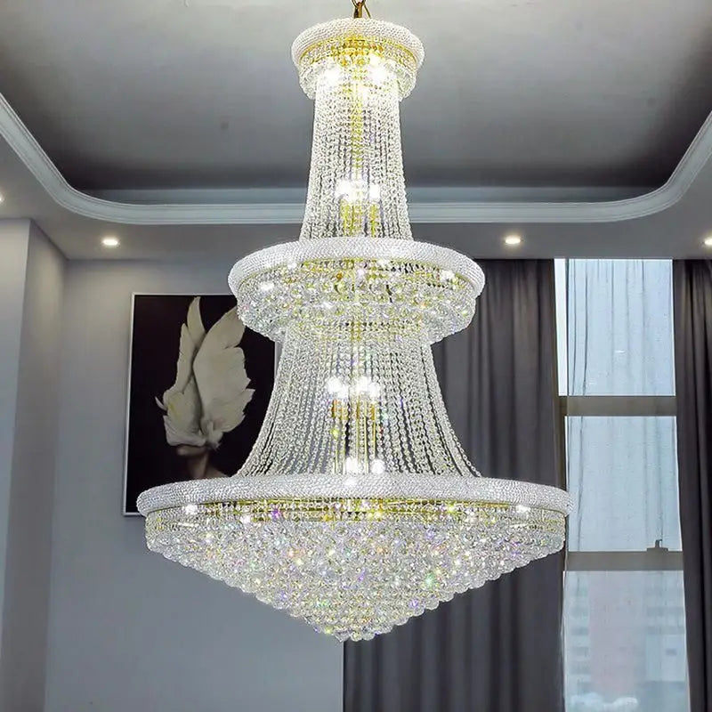 Kaler Elegant Luxury Living Room Three Tier Crystal Chandelier 30" D ...