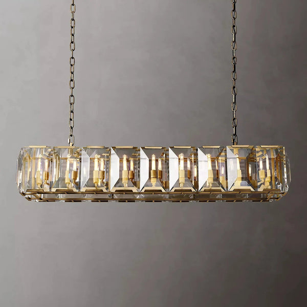 Harlow Faceted Crystal Rectangular Chandelier 62"