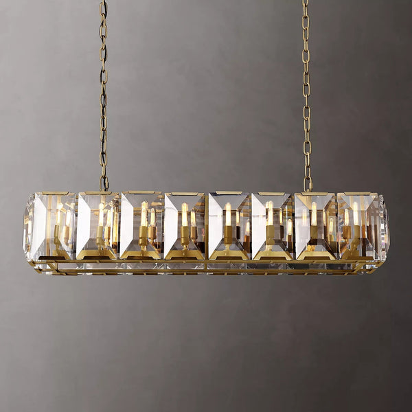 Harlow Faceted Crystal Rectangular Chandelier 55"