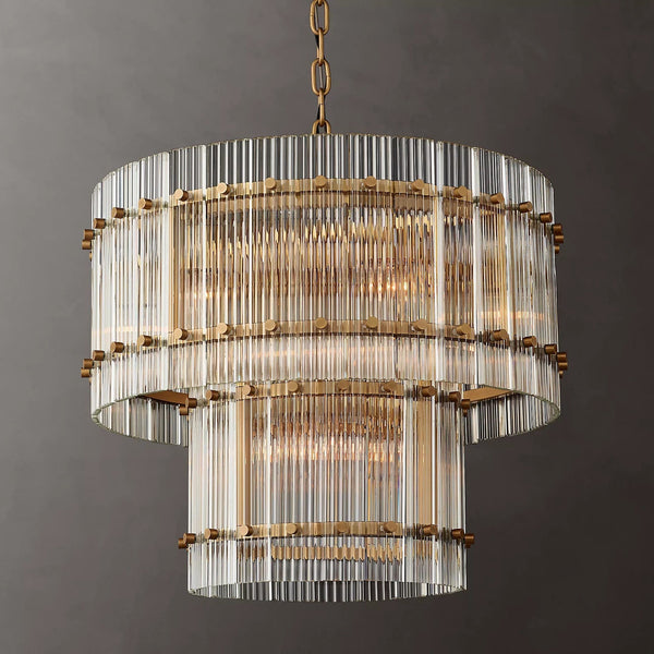 San Marc Handmade Glass 2-Tier Round Chandelier 22"