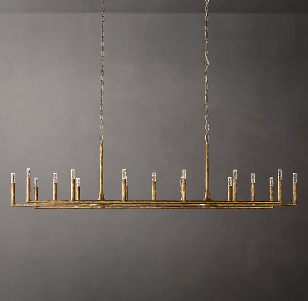 Thaddeus Forged Brass Linear Chandelier 96"