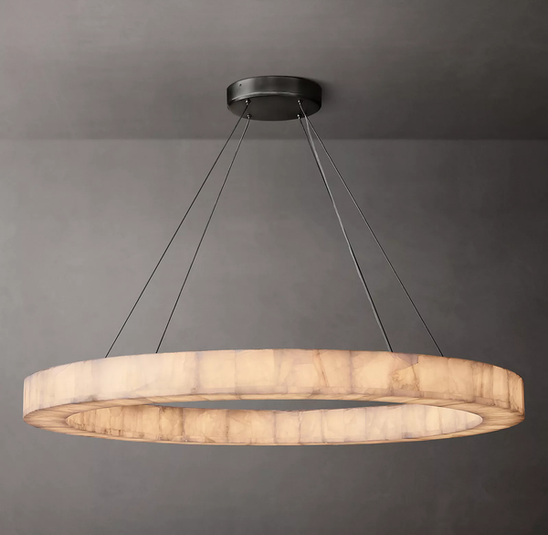 Alabaster Rival Round Chandelier 60"