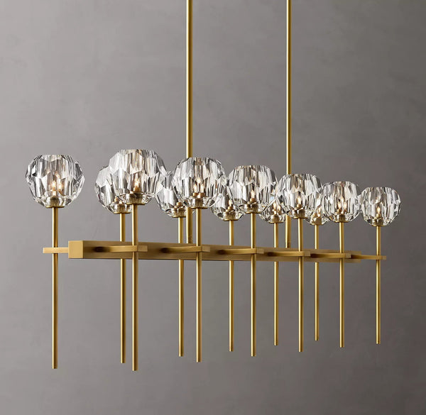 Bouble De Crystal Double Linear Chandelier 60"