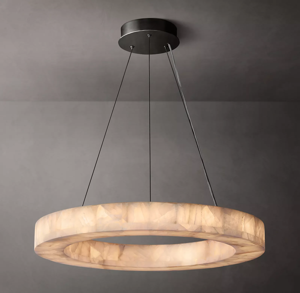Alabaster Rival Round Chandelier 31"
