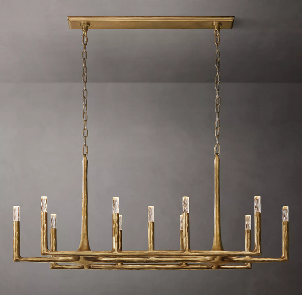 Thaddeus Forged Brass Linear Chandelier 54"