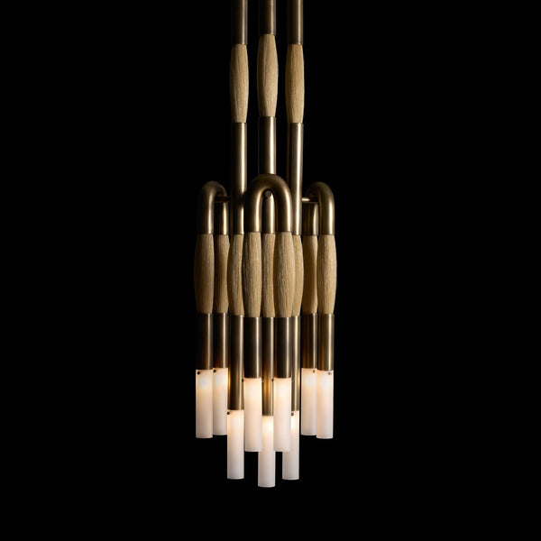 Heritage Horsehair Solid Brass 9-Light Pendant