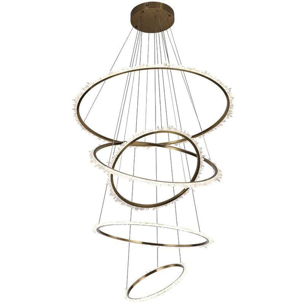 Rose Rock Crystal Multi-rings Chandelier Modern Chandelier Staircase