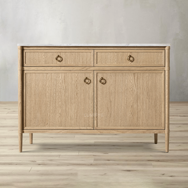François Marble Double-Door Sideboard with Drawers