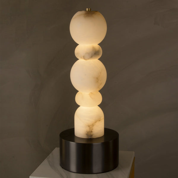 Luna Modern Alabaster Table Lamp, Living Room Bedroom Desk Lamp