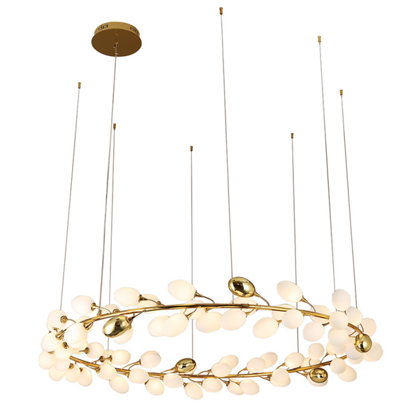 Art Grape Chandelier Pure White Nordic Ring and Linear Design