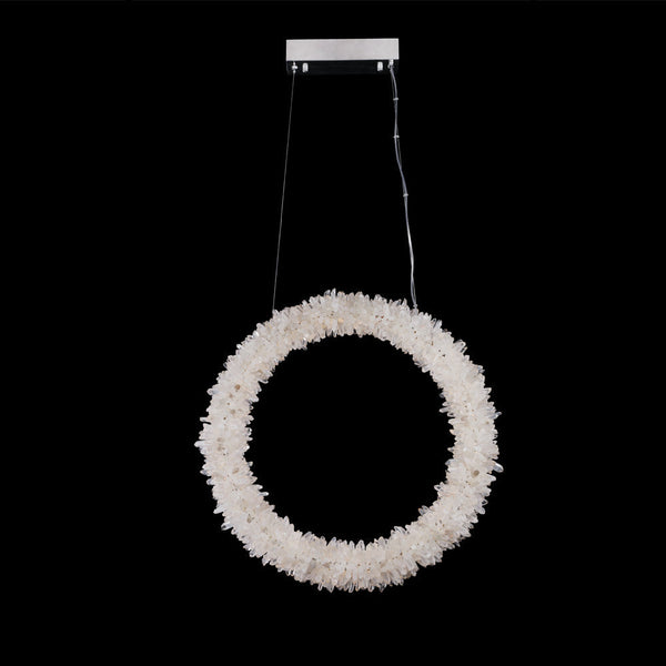 Cervine Geode Quartz Crystal Chandelier Vertical Hanging Ring Pendant Light