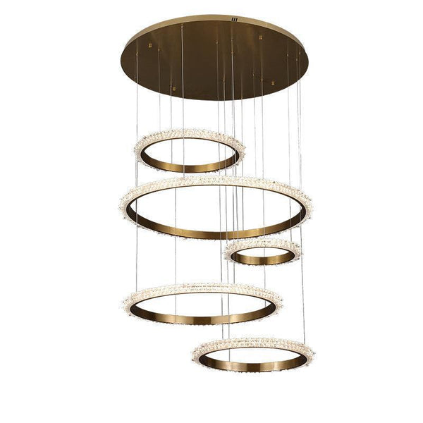 Staircase Quartz Modern Crystal Ring Chandelier