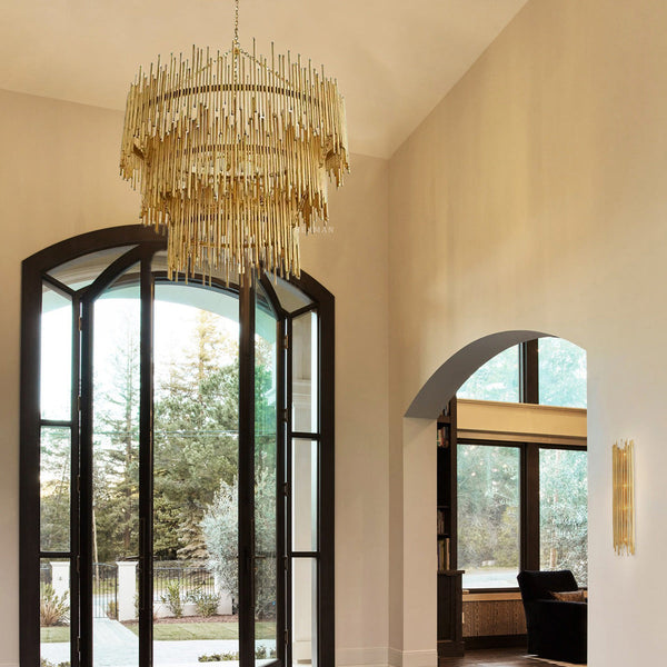 Althely Brass 12 Lights  3- Tier Chandelier