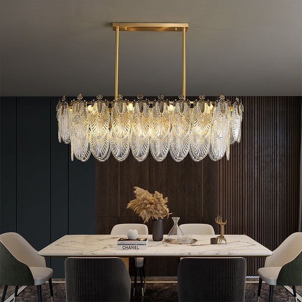 Golden Leaves Flake Crystal  Chandelier brass