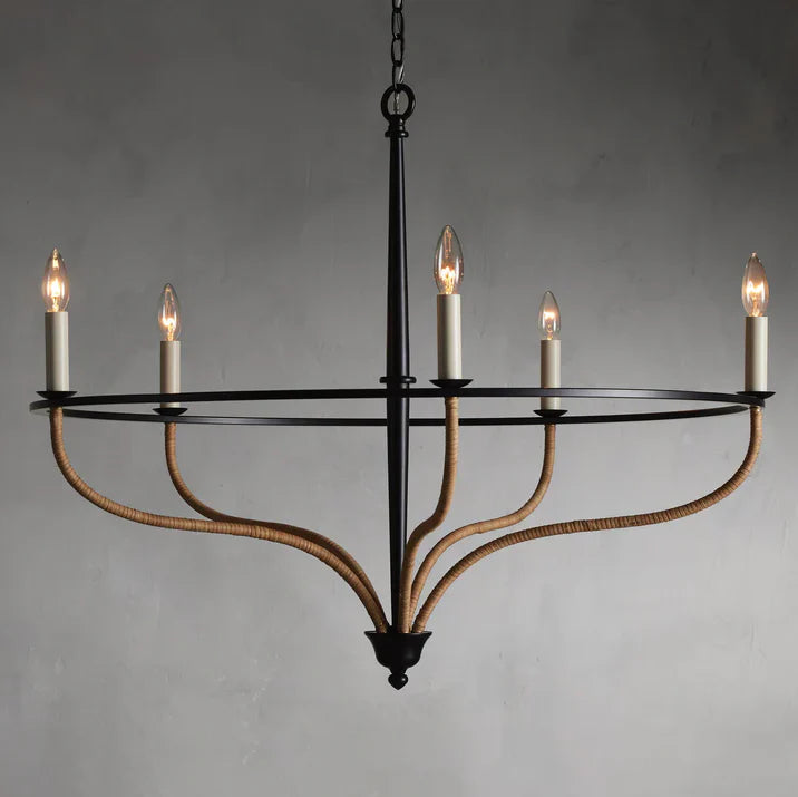 Rosalind Rattan Chandelier - Thumbnail 4