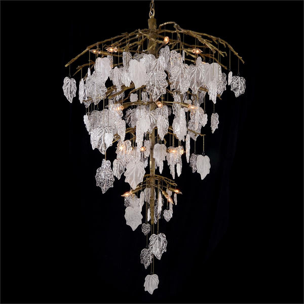 Glass Leaf Branch Chandelier 72"H