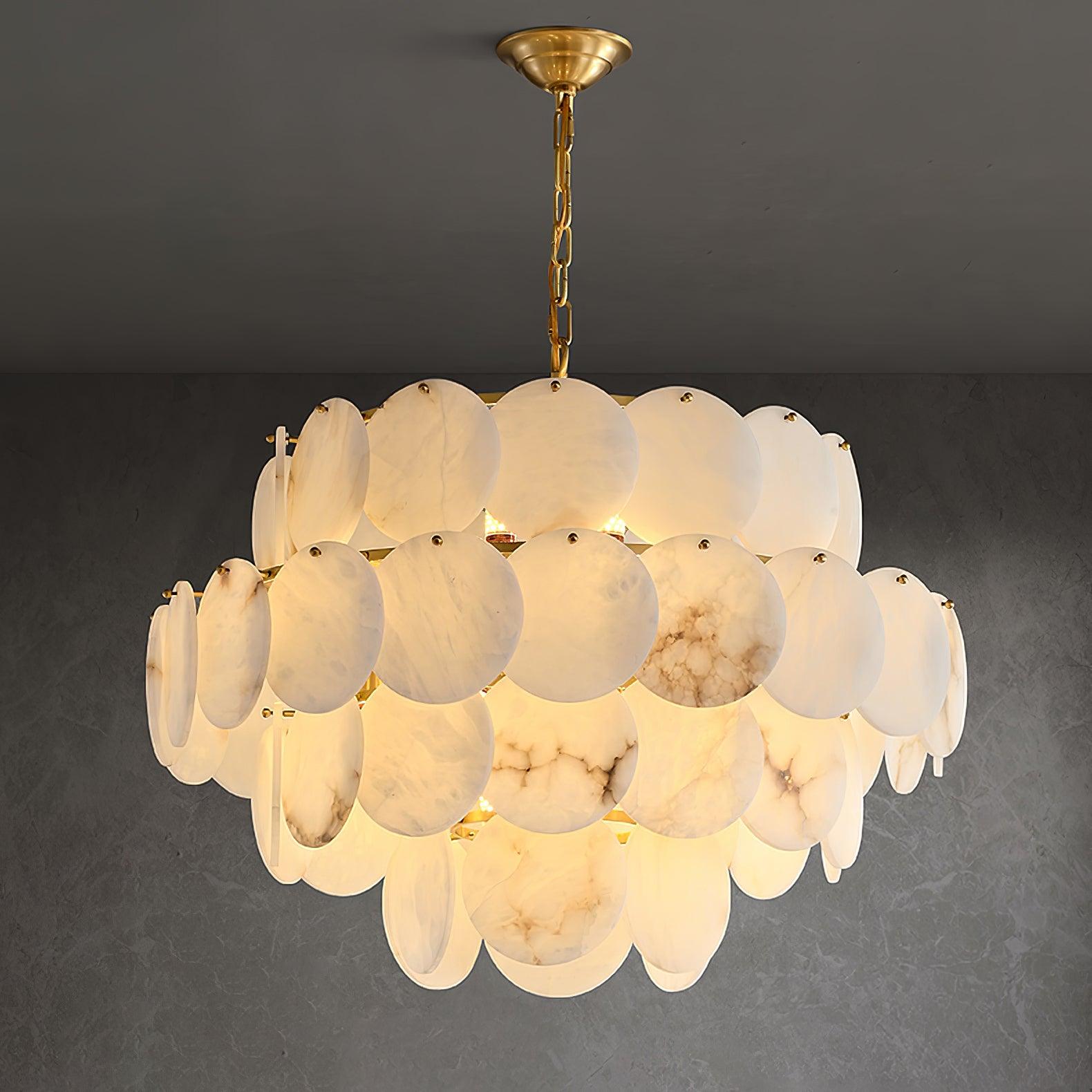 Alabaster Shell Brass Chandelier – Lumifys