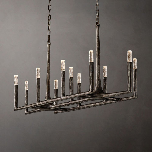 Thaddeus Forged Brass Linear Chandelier 54"