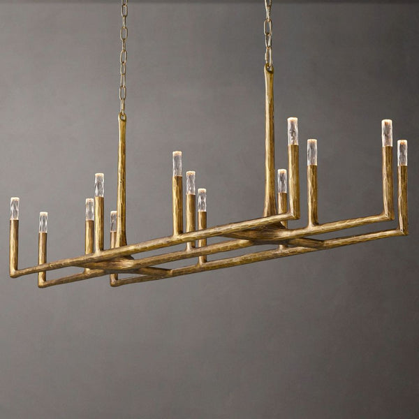 Thaddeus Forged Brass Linear Chandelier 72"