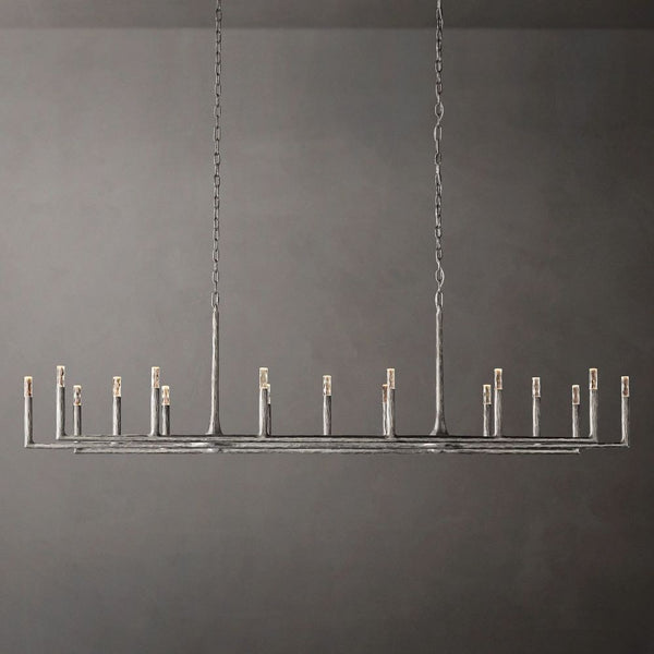 Thaddeus Forged Brass Linear Chandelier 96"