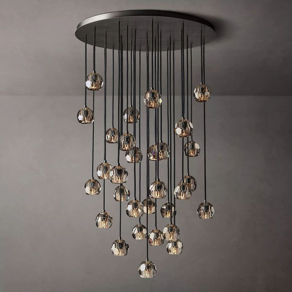 Bouble Crystal Round Cluster Chandelier 40"D