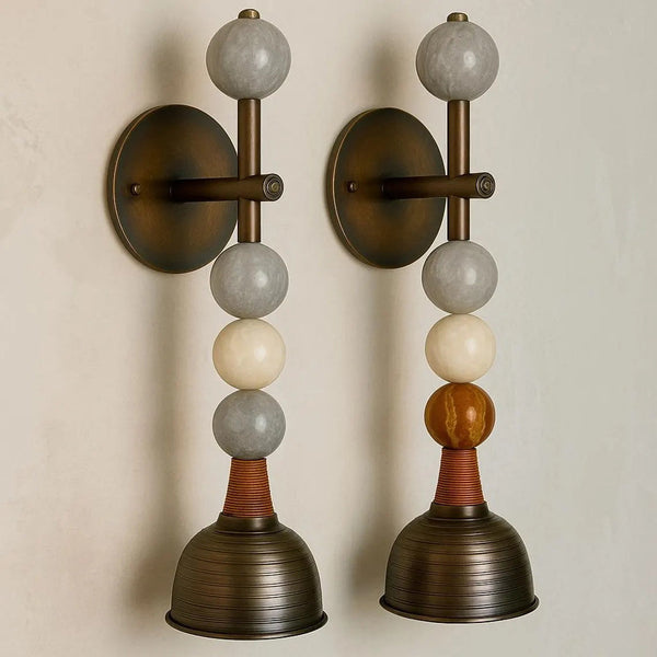 Auricline Brass & Marble Wall Sconce