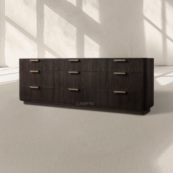 Cir Solid Wood 9-Drawer Dresser 90"W