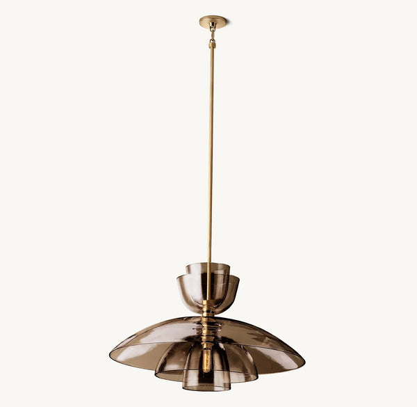 Bloomy Amber Glass Cloche Grand Pendant