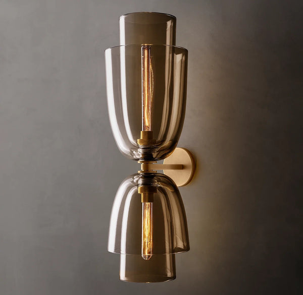 Bloomy Amber Glass Cloche Grand Sconce