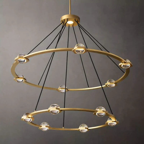 Ecatant Crystal Ball 2-Tier Round Chandelier 48"