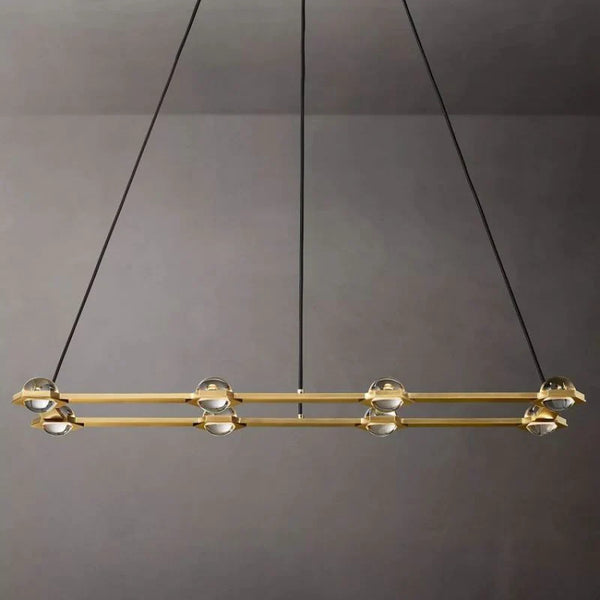 Ecatant Crystal Ball Rectangular Chandelier 54" 72"