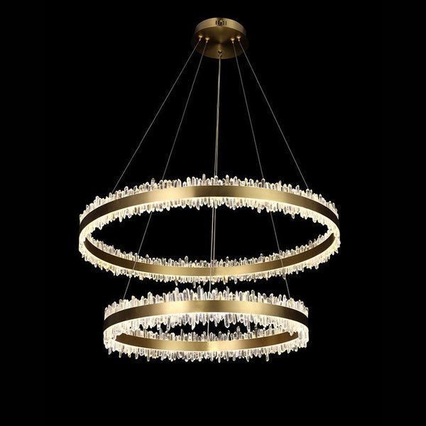 Cervine Double Round Rings Quartz Crystal Chandelier