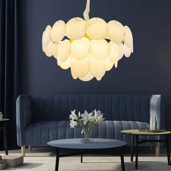Spain Alabaster Flake Brass Living Room Chandelier