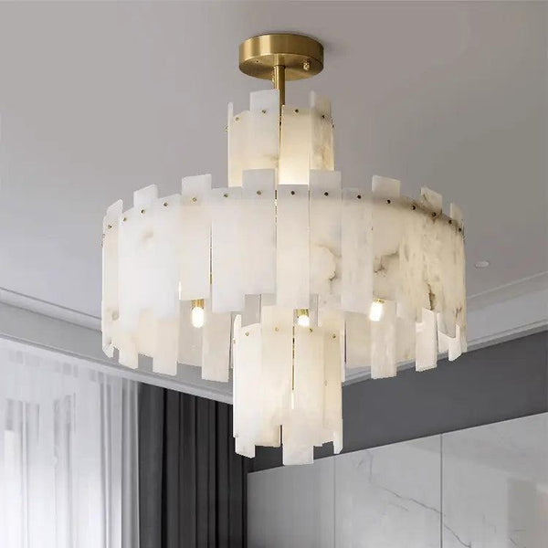 Spain Alabaster Flake Round Modern Chandeliers
