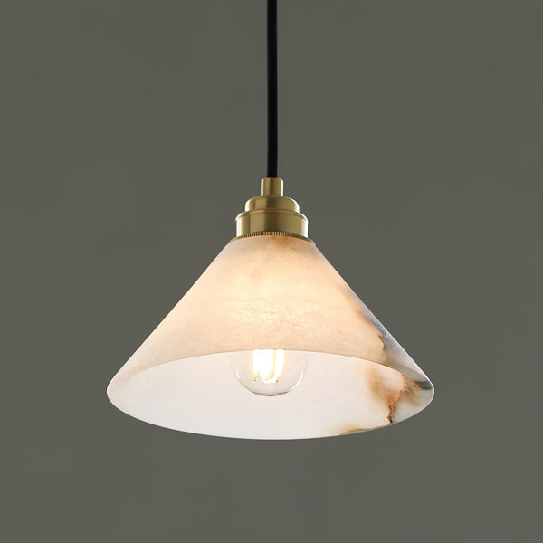 Conical Alabaster Brass Pendant Lamp