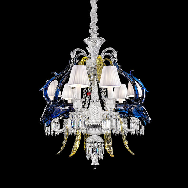 Maria Classic Colorful Candle Branch Blue Deer Crystal Chandelier for Living Room/Dining Room
