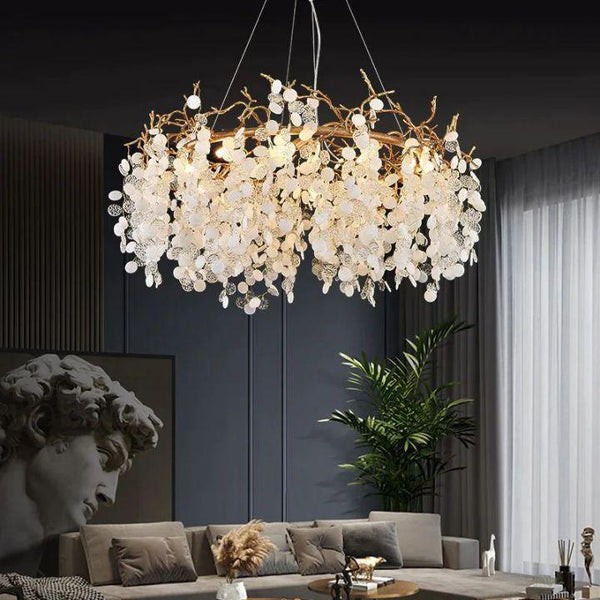 Ardent Branch Crystal Round Circle Chandelier