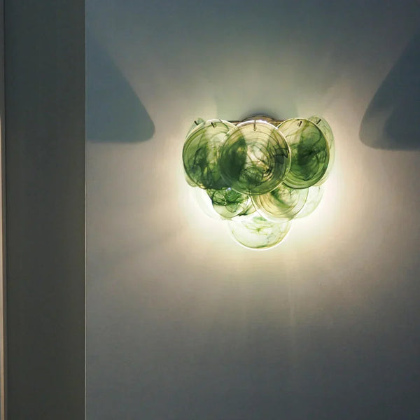 Green Murano Glass Disc Wall Sconce 13.4"