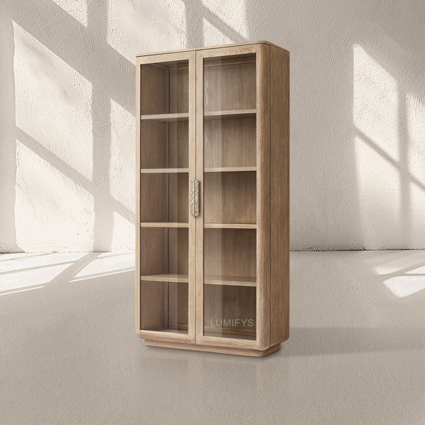 Cir Solid Wood Glass Cabinet 38'' 45''W