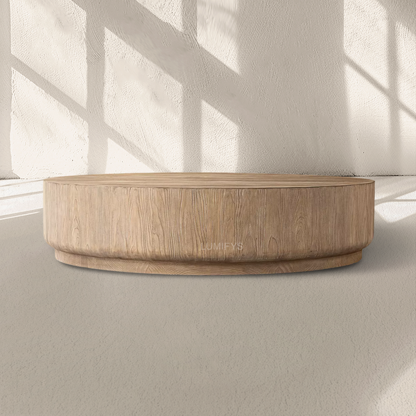 Cir Solid Wood  Plinth Round Coffee Table 48'' 60''D