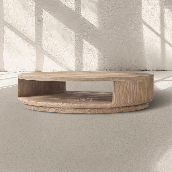 Cir Solid Wood Open Round Coffee Table 48'' 60''D