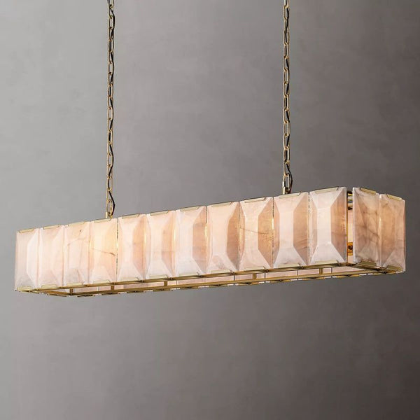 Harlow de Calcite Alabaster Rectangular Chandelier 74"