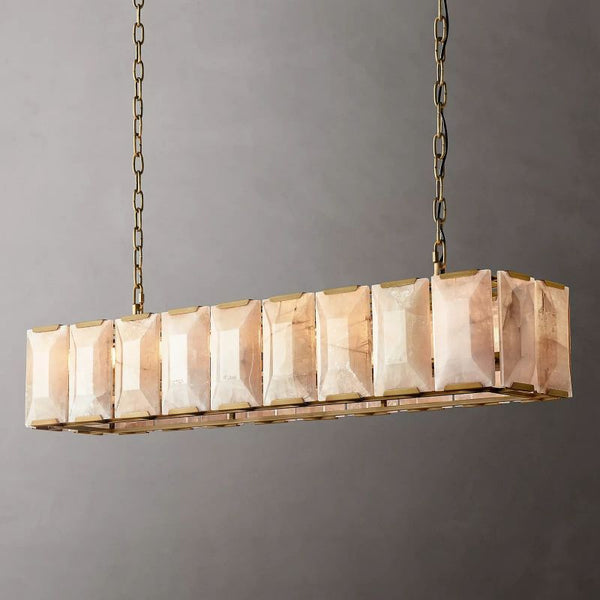 Harlow de Calcite Alabaster Rectangular Chandelier 62"