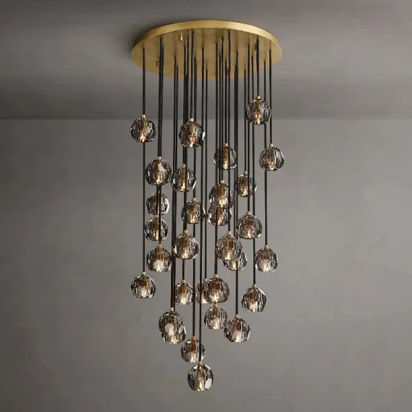 Bouble De  Crystal Round Cluster Chandelier 30"