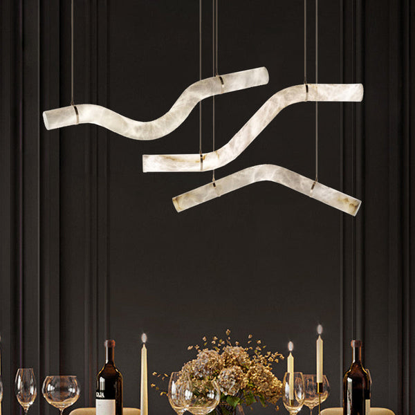 Glacera Simplicity Alabaster Curved Chandelier