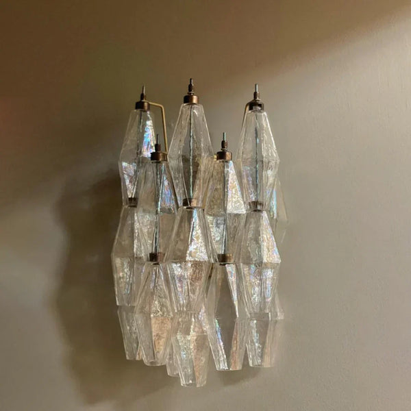 Murano Poliedri Transparent Glass Wall Sconces 9.8"