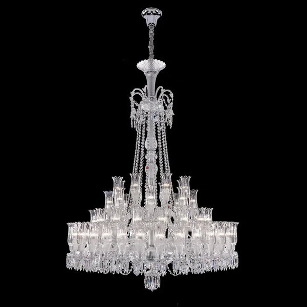 Multi Layer Chrome Crystal Chandelier in French Style with Romantic Branch Flowers for Grand Hallway and Staircase