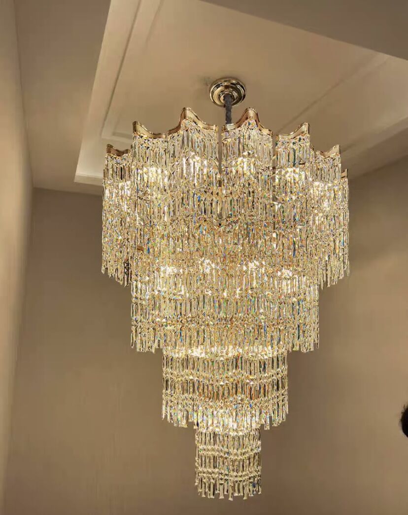Extra Large Luxury Multi-tiered Crystal Chandelier in Gold Finish for ...