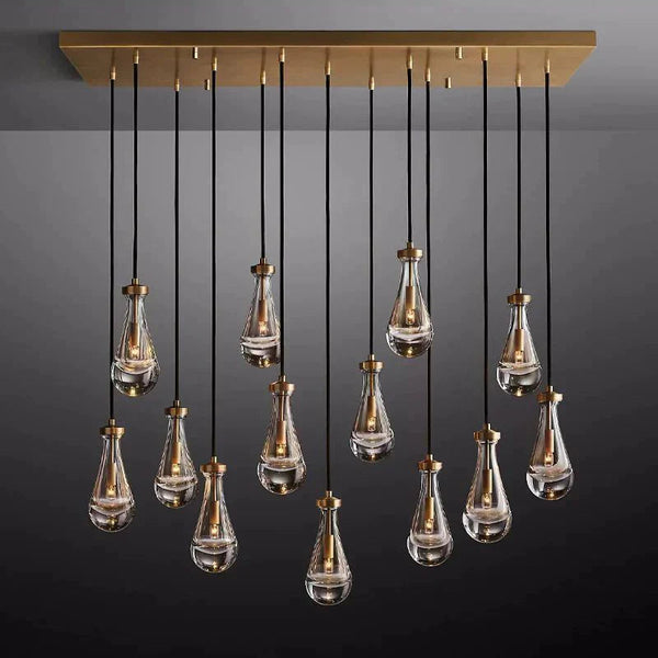 Raindrop Glass Linear Chandelier 54"