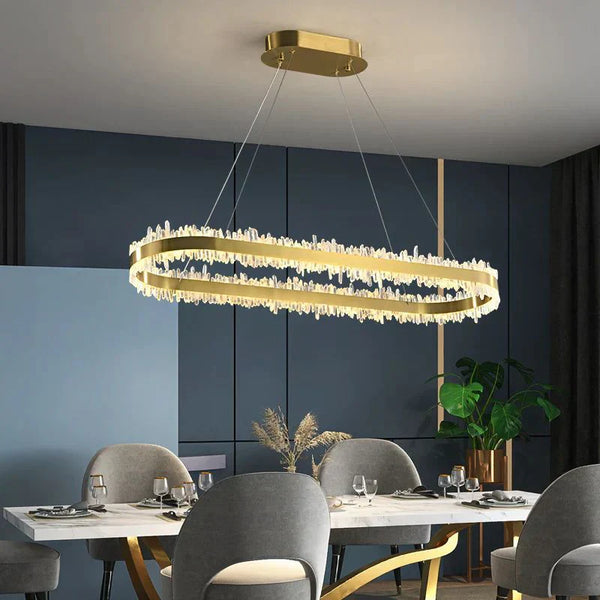 Cervine Linear Chandelier Quartz Crystal Chandelier 47"